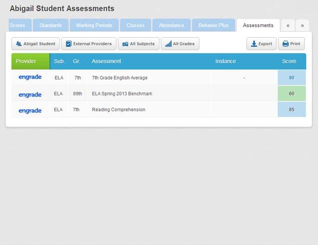 View Test Results If you click on the name of a student, you will be directed to that student s Assessments page where you can view all of the assessments that student has taken, including his/her