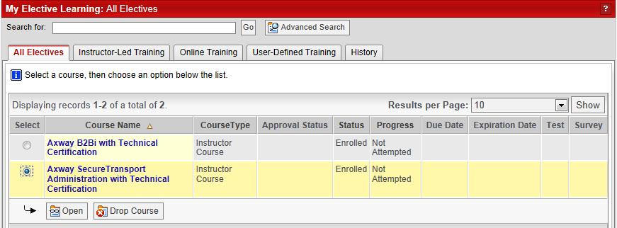 Click the checkbox in front of the course you need to cancel, and click Drop Course: 4.