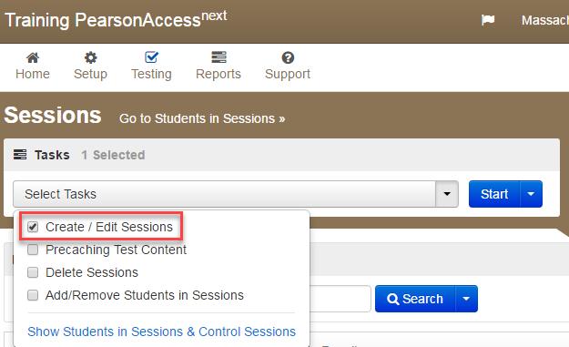 Enter the Session Name, and then select the Organization from the dropdown menu.