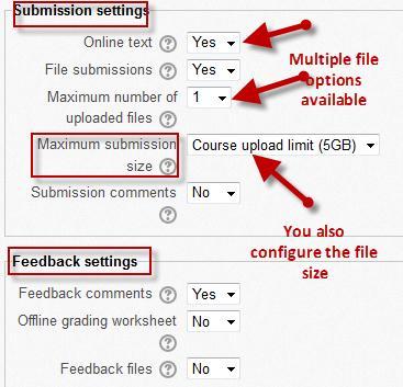 13 5. The default options of Submission settings