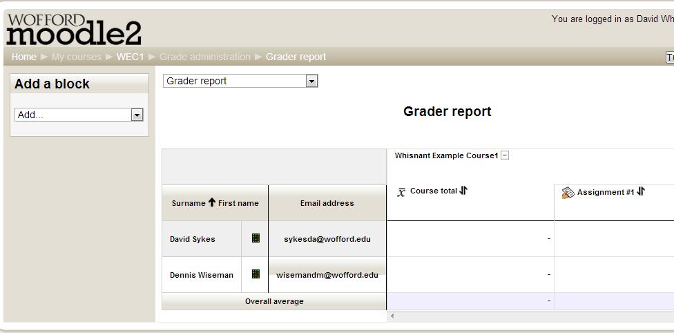 This will bring you to the Grader Report version of the gradebook,