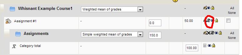 Moving a Grade Item or Category When we created Assignment #1 on the main course page, it automatically inserted it in the