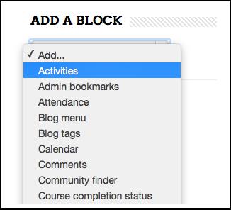 3.1 Adding a block Scroll down to until you see the Add a block drop-down menu. Once you add a block you have the options to move it around in the left navigation. 4.