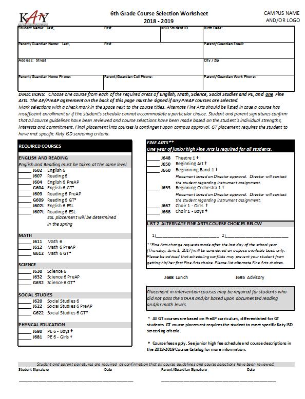 COURSE REQUESTS OVERVIEW Course sheets must be turned in to 5 th grade teacher by Monday, FEB. 19. If you are moving or planning to move, you must fill it out anyway.