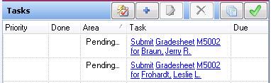 Tasks Grid Click the pending gradesheets link on the Tasks