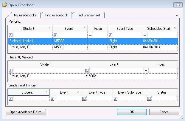 Tip The Pending panel displays all gradesheets that the instructor is required to