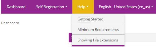 Online Help, Tutorials and Professional Development At the top of every course page is a standard toolbar with a Help selection.