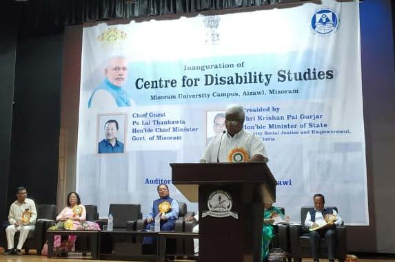After ribbon cutting ceremony and unveiling the inaugural plaque of the Centre for Disability Studies, the Hon ble Chief Minister of Mizoram, Hon ble Minister of