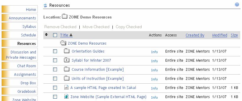 4.1.4 Course instructional material: Zone instructors will upload most course-related documents to the Resources area.