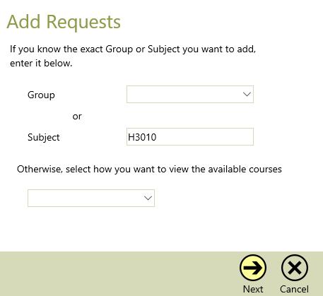 To add a new request, click Add Requests.