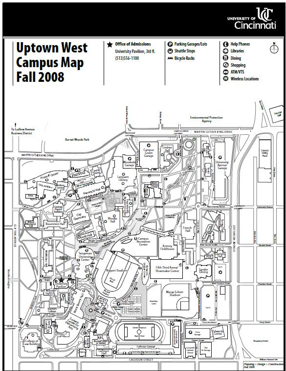 University of Cincinnati West Campus Map Recommended Parking Garages Shuttle Bus Stops Conference Location --Note--