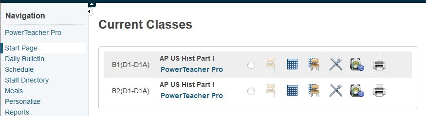 You will see the PowerTeacher Start Page (below) that allows you to take attendance, view student information, etc.