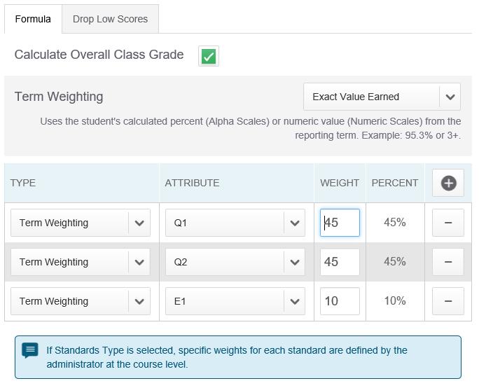 Setting Up Grading Preferences To define a traditional grade calculation for a class: 1. Click Settings 2.