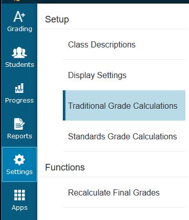 Starting with the first listed class you need to enter grades for, click the Actions icon next to the first reporting term. Y1, S1, and S2 Must be set up even if you are using Total Points.
