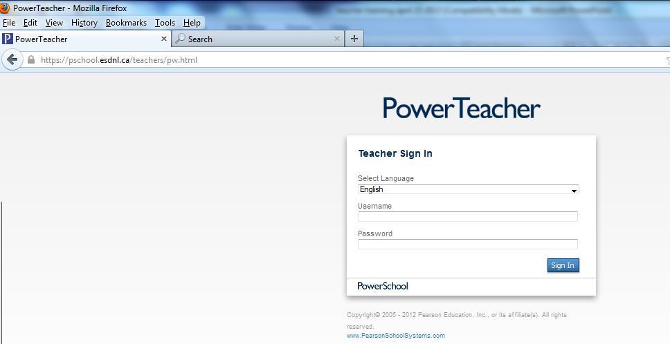 a) PowerTeacher: Signing In Open a web browser (Firefox, IE) and enter the IP address of the PowerSchool server followed by