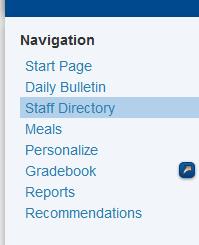 b) PowerTeacher: Staff Directory Click Staff Directory The staff directory displays the staff list for your school.