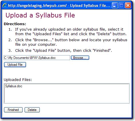 syllabus document (e.g. a Word file) that your students can download. 4. Click the Update button back in the Course Info component when you re done entering information.