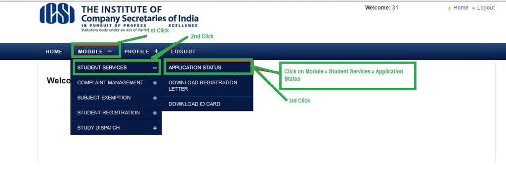 icsi.in/scripts/login.aspx Step 2: Q.19 My registration is pending. What should I do now? A.19. Registration is pending due to either non compliance of documentary evidence or submission of less fees.
