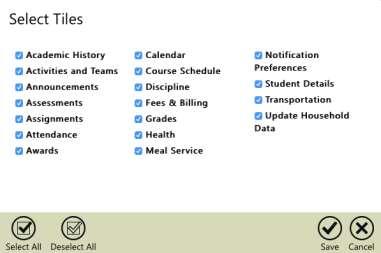 Years may change which icons are available, and this may result in previously-arranged icons being moved. The Tool Bar allows you to decide which tiles show on the Student Summary screen.