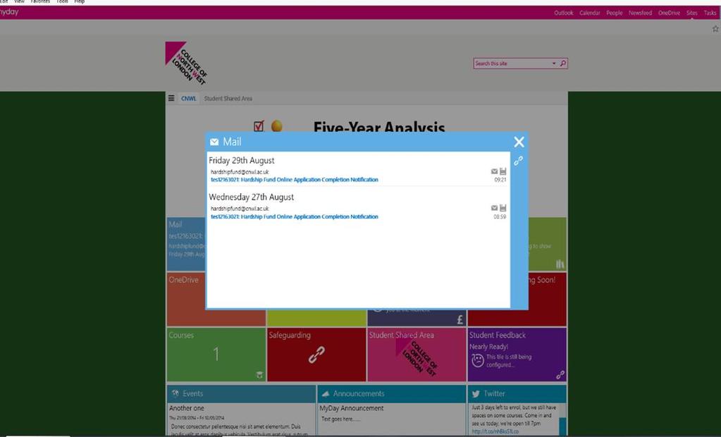 Accessing email in the student portal At a touch of tile you are already logged in to your email, and as it