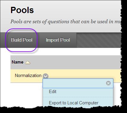 .. 23 Step 1: Building the Question Pool The most common method of creating a test is to create the question's first by adding them to a question pool and then assigning them to a test.