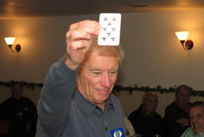 PROGRESSIVE 50/50 is coming down to the wire, with only 9 cards for the King of Clubs to hide among! Joe Behson won the right to choose which would be the winner of $748.