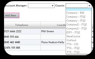 Employer screen This will display all the companies in the database; from