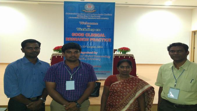 Workshop on Good clinical research practice conducted by Department of Clinical Pharmacology, JIPMER, Pondicherry on 22 nd and 23 rd