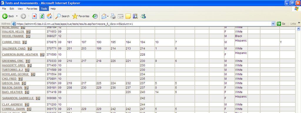 Accessing and Manipulating One-Click Reports Scroll down to find the summary report. If no column has been selected, the report defaults to summarize the first column of test data.