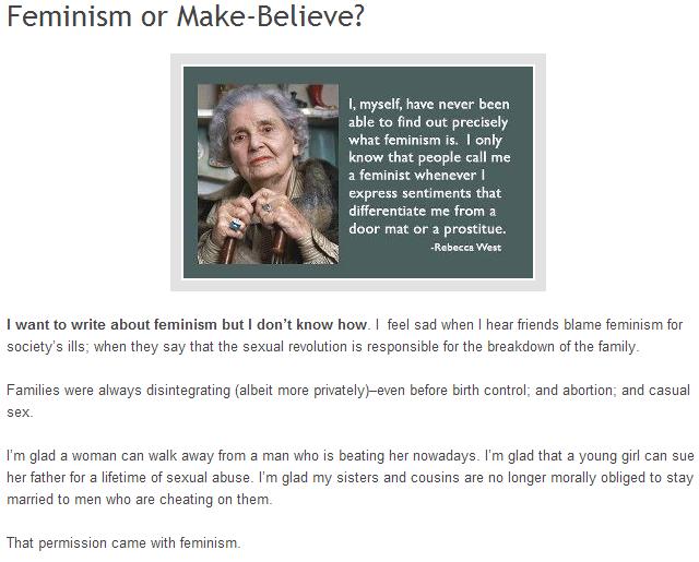 Figure 3.1: Screenshot of edited beginning to Feminism or Make-Believe post.