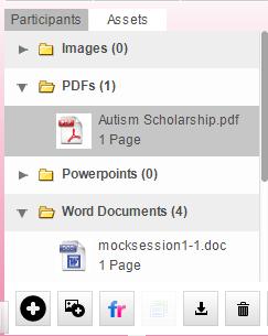 Saving/Deleting the Session Materials 1. Students and Tutors can select the Adobe PDF symbol located next to the camera icon. This option will export the entire document and convert it to a PDF.