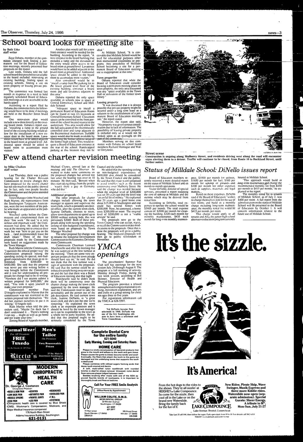 The Observer, Thursday, July 24, 1986 -S- ho--ooi-boa--gvdq-o g by Beth Utke staff writer Zaya Oshana, member ot.