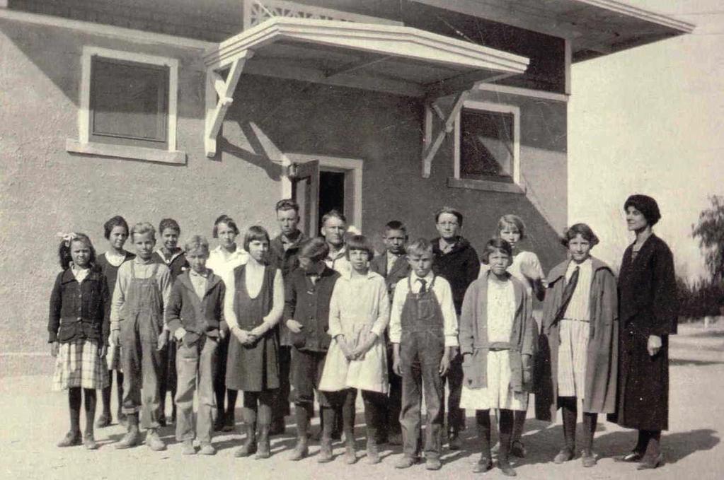 Mrs. Padgett with her 8th Grade Class (in front of the first adobe classroom) In 1925, community leaders became disturbed by the lack of a high school for the older boys and girls.