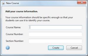 3. A New Course window appears. Enter your Course Name, Course Number, and Section Number. This combined information will serve as the unique identifier for your course.