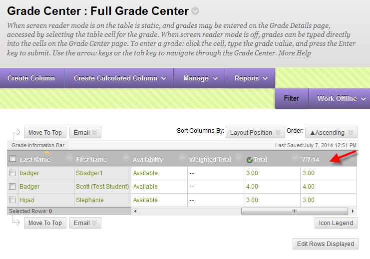 Grade Center expanded in the Control Panel to show the Full Grade Center link 3.