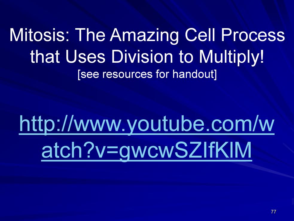 Instructional Approach(s): The teacher should pass out the Amoeba Sisters Video Recap of Mitosis: The Amazing Cell Process That Uses Division to Multiply (on the