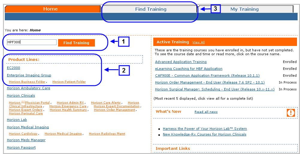 Find Training 1. Find the course, for which you wish to submit a registration for yourself or others, using one of the three methods described below. 1. If course code is known, enter it in the Find Training search box, or 2.