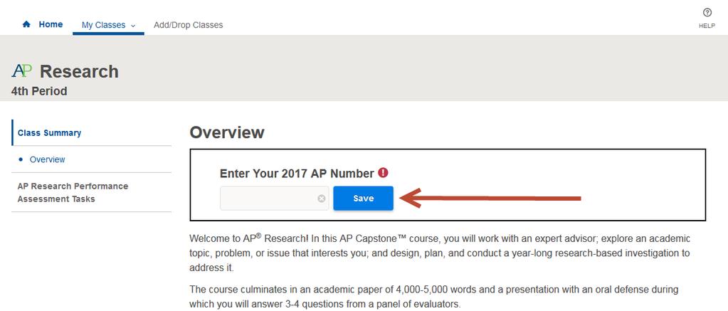 STUDENT AP NUMBER ENTRY Instruct Students to Enter Their AP Numbers into the AP Digital Portfolio Students will receive AP Student Packs in early April.