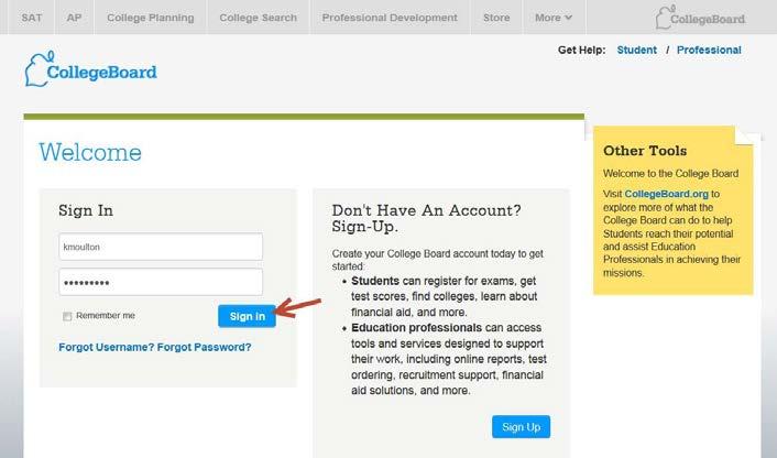 Go to digitalportfolio.collegeboard.org and log in using your College Board Professional Account username and password.