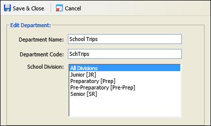 Setting Up Teaching Manager isams Teaching Manager User Guide The Manage Departments option is displayed. An example is shown below: 3.