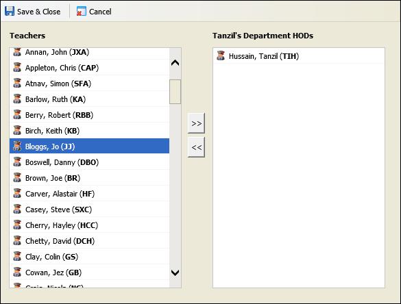 Using the Subject View Tab isams Teaching Manager User Guide A popup window is displayed. An example is shown below: 4. Click on a name to select a teacher.