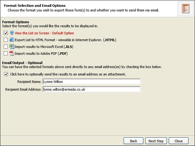 isams Teaching Manager User Guide Using the Subject View Tab The Format Selection and Email Options window is displayed, see below for an example: 3.
