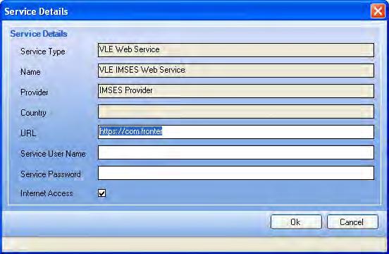01 Introduction to the IMS VLE Export Utility 4. Click the OK button to return to the SIMS.net Services panel. 5. Click the Inspect Selected Service Detail button to open the Service Details dialog.