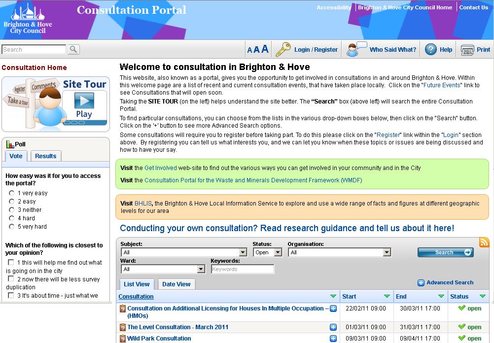 Appendix 2: e- Consultation Consultation Portal The consultation portal area on Brighton & Hove Council Website should be used to conduct any e-consultation.
