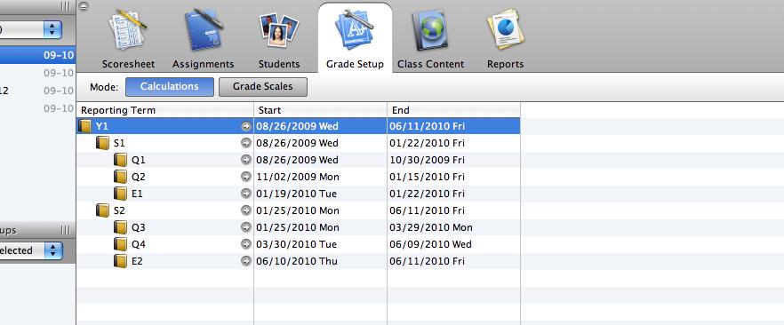 SETTING UP FINAL GRADE CALCULATIONS After teachers create assignment categories, they need to determine how the students final grades will be calculated for each term by total points, term weights,