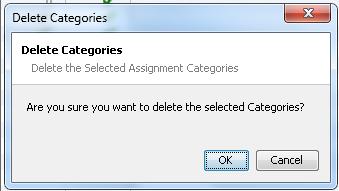 category. 3. The Delete Category Dialogue box will appear. Click OK to confirm deletion.