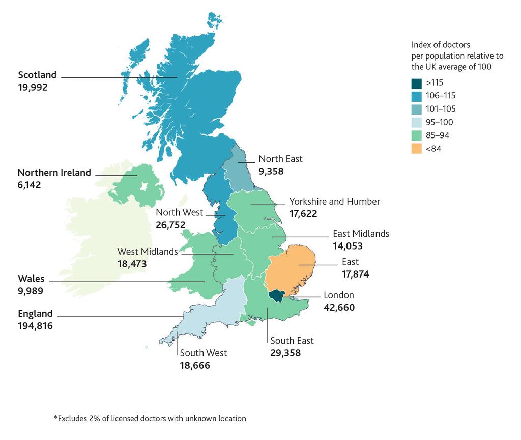 How many doctors are there across the UK?