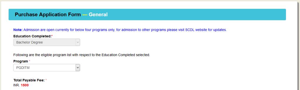 Step 1: Purchase application form online through SCDL website http://www.scdl.