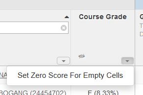 This can be done for all students and all gradebook items in a single step. Go to Gradebook and click the menu button in the Course Grades column.