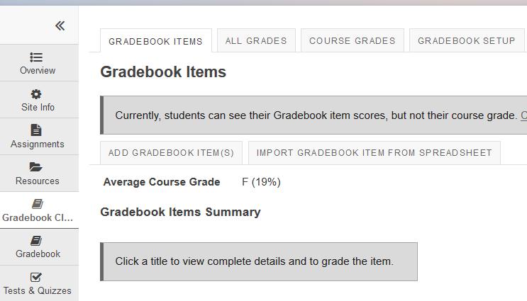 How to add a Gradebook item Go to Gradebook Classic and click the Add Gradebook Item(s) button. Insert all the item settings 1. Title: Give your item a name. 2.